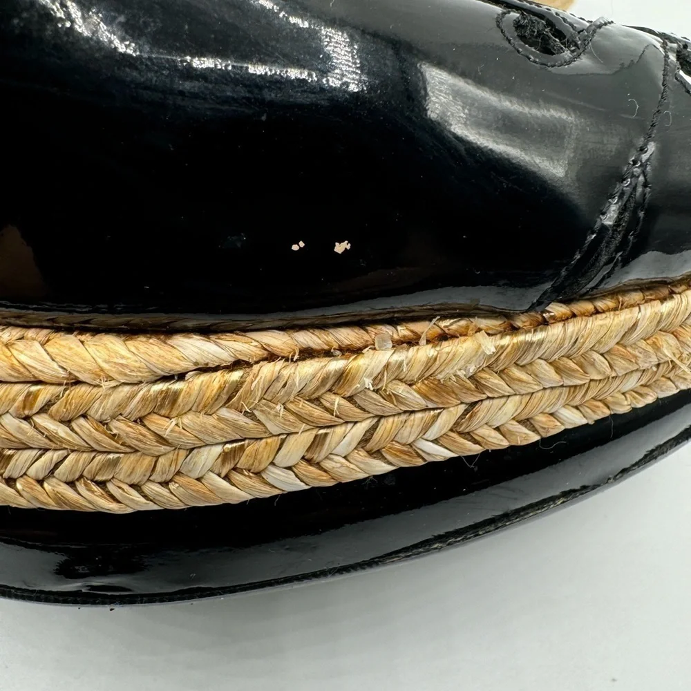 Stuart Weitzman Wedge Espadrille 5.5 Bkack patent Leather